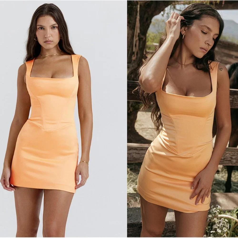 HOUSE OF CB 'Enya' Apricot Corset Mini Dress NWOT